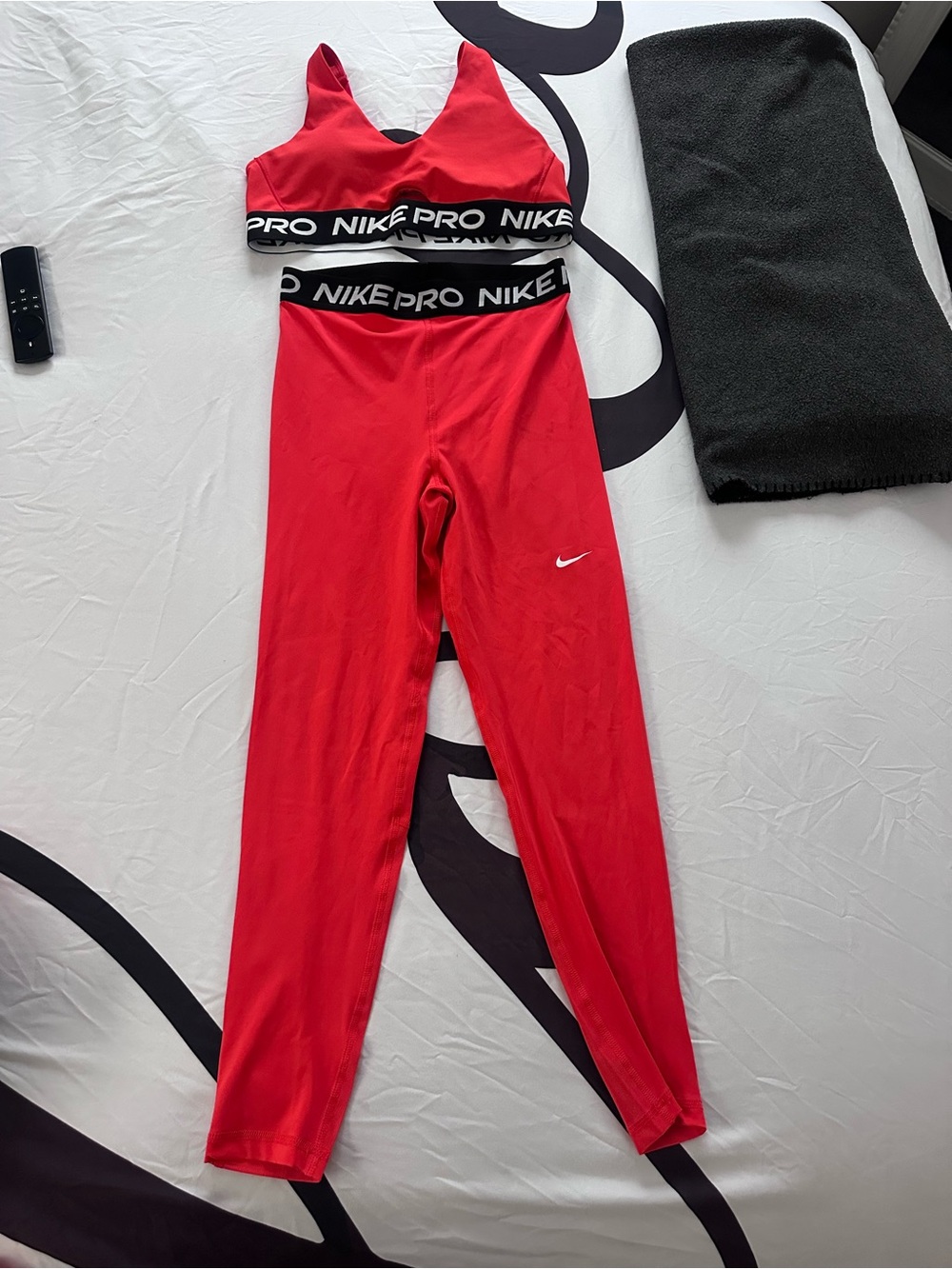 Nike Red Girls' Athletic Leggings with Branded Waistband
